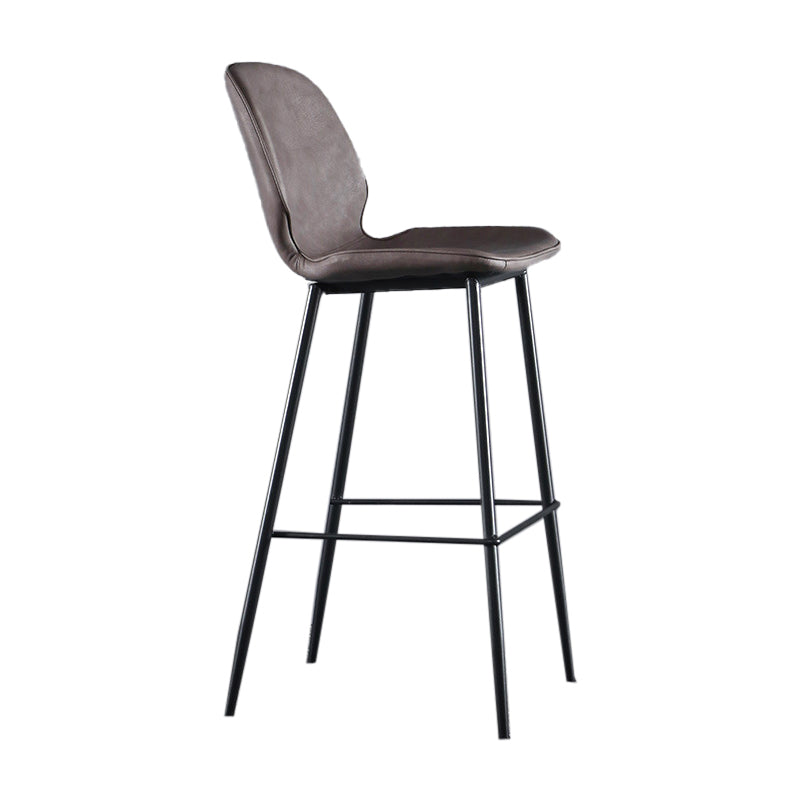 Scandinavian Matte Finish Leather Bar Stool Low Back Home Stool