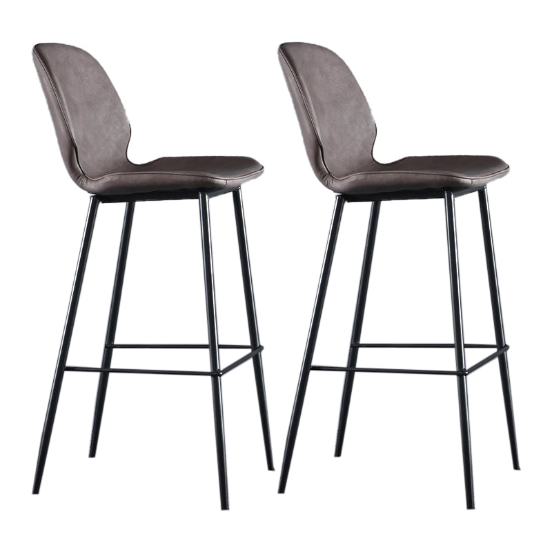 Scandinavian Matte Finish Leather Bar Stool Low Back Home Stool