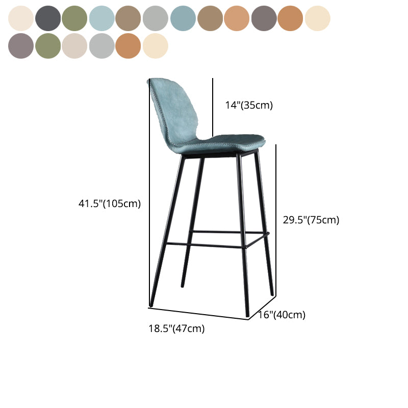 Scandinavian Matte Finish Leather Bar Stool Low Back Home Stool