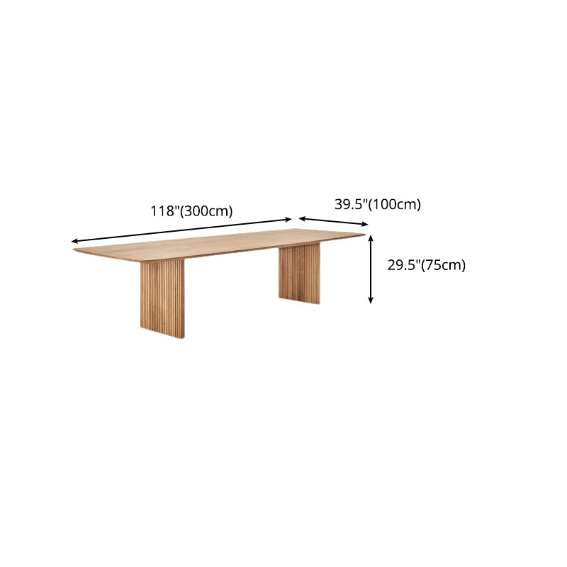 Modern Rectangle Dining Site Table Solid Wood Double Pedestal Kitchen Dining Table