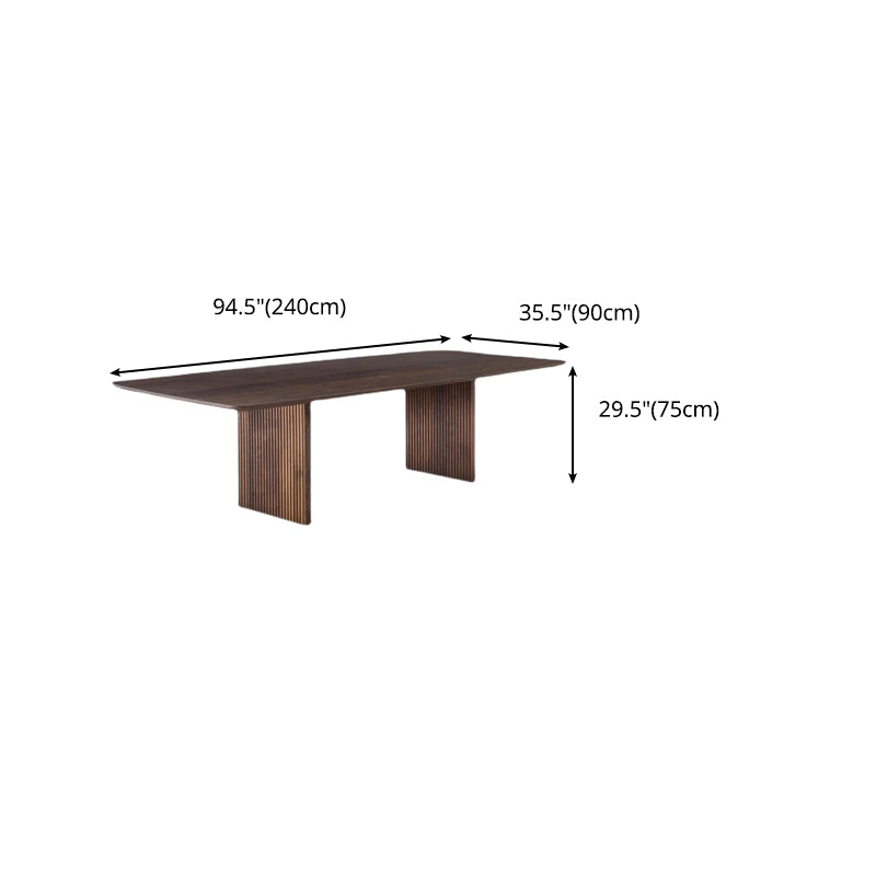 Modern Rectangle Dining Site Table Solid Wood Double Pedestal Kitchen Dining Table