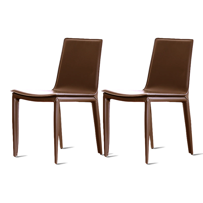 Modern Design Armless Solid Back Chair Leather Dining Chairs for Home Use