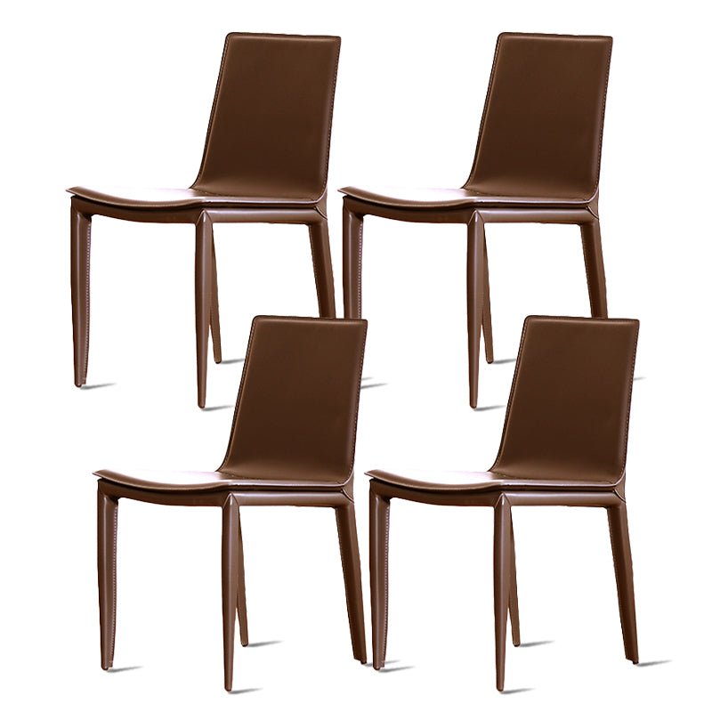 Modern Design Armless Solid Back Chair Leather Dining Chairs for Home Use