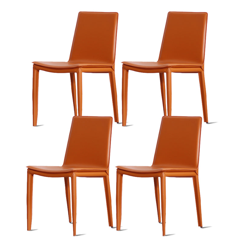 Modern Design Armless Solid Back Chair Leather Dining Chairs for Home Use