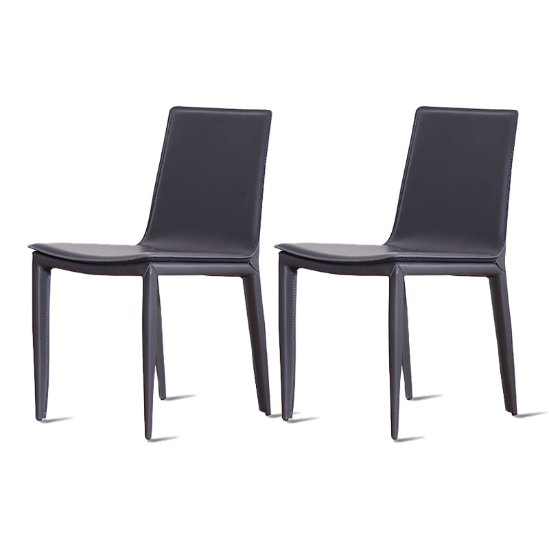 Modern Design Armless Solid Back Chair Leather Dining Chairs for Home Use