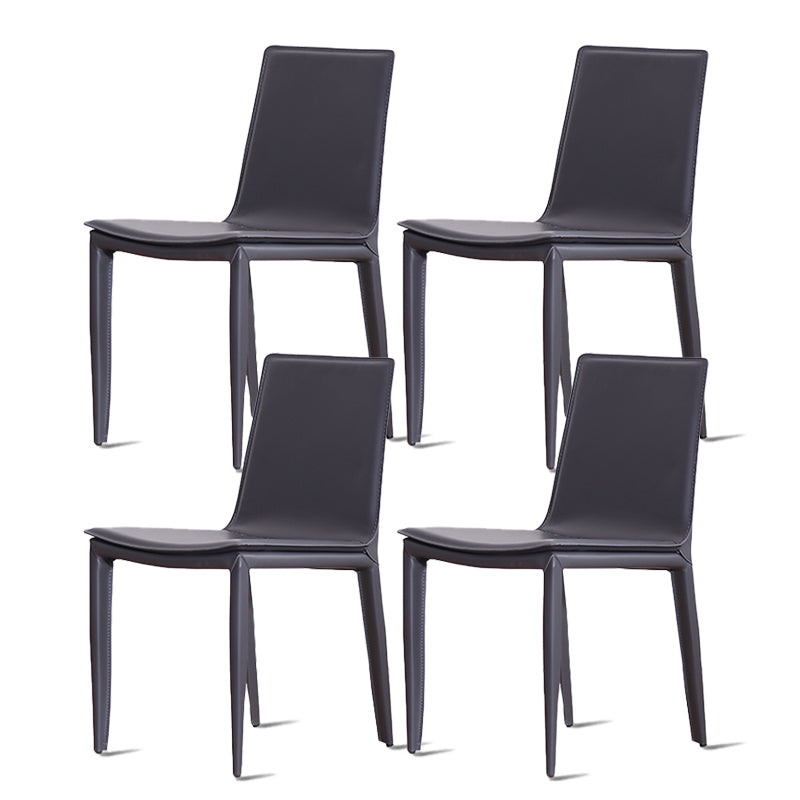 Modern Design Armless Solid Back Chair Leather Dining Chairs for Home Use