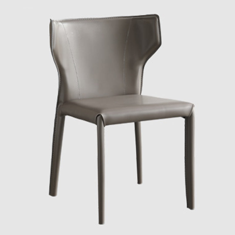 Contemporary Leather Dining Chair Wingback Side Armless Chair for Home Use