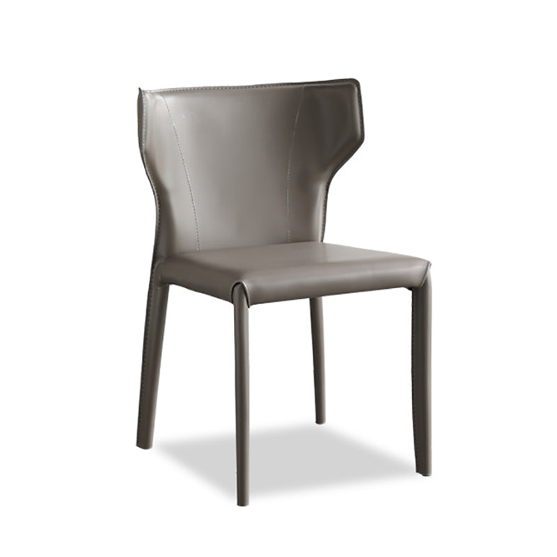 Contemporary Leather Dining Chair Wingback Side Armless Chair for Home Use