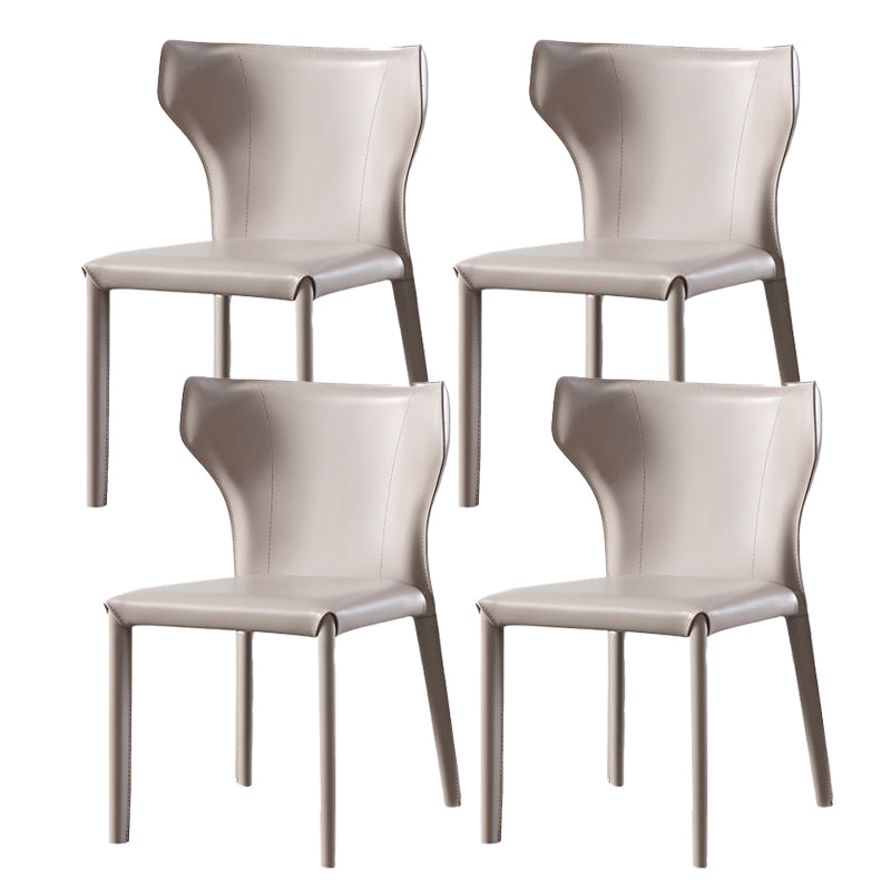 Contemporary Leather Dining Chair Wingback Side Armless Chair for Home Use