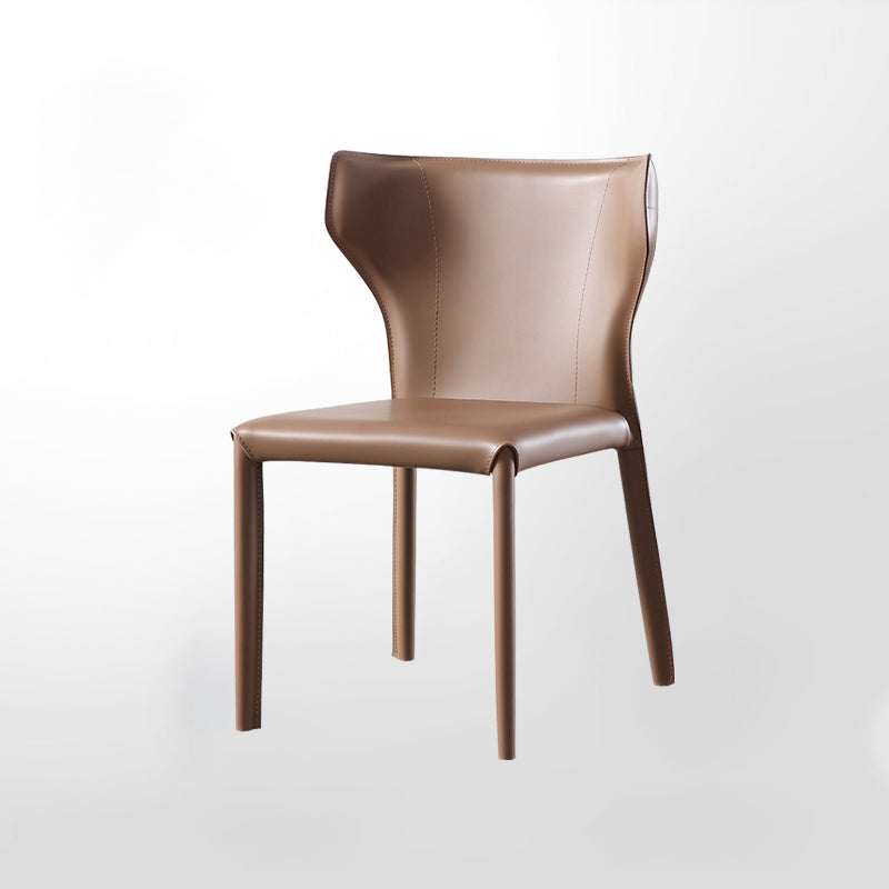 Contemporary Leather Dining Chair Wingback Side Armless Chair for Home Use