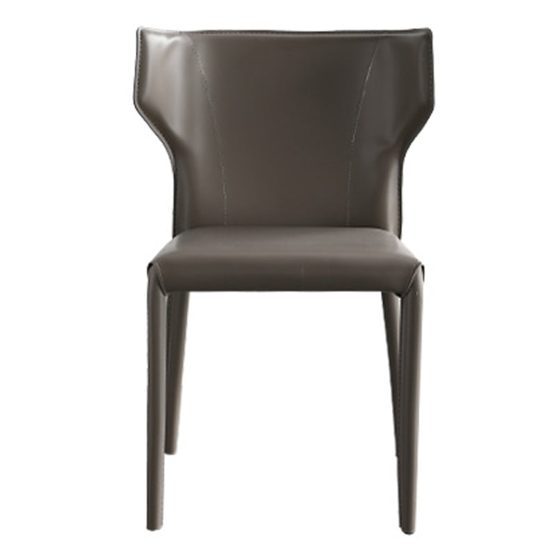 Contemporary Leather Dining Chair Wingback Side Armless Chair for Home Use