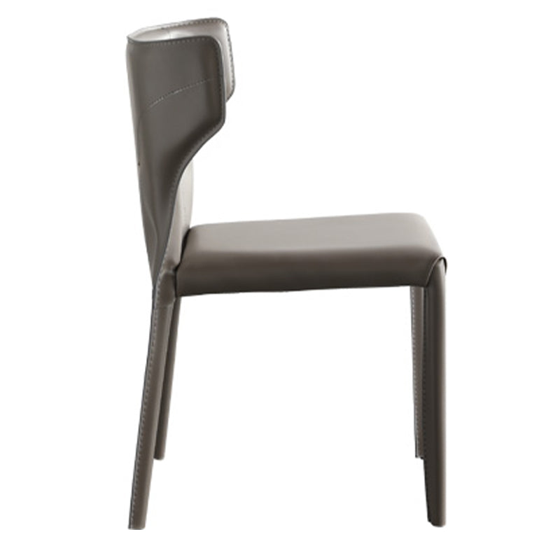 Contemporary Leather Dining Chair Wingback Side Armless Chair for Home Use