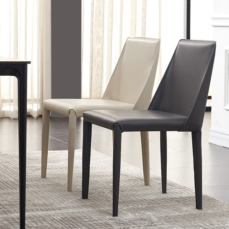 Contemporary Leather Dining Chair Armless Side Chair for Home Use