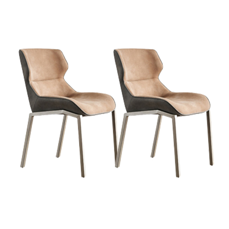 Contemporary Metal Dining Chair Upholstered Armless Chair for Restaurant Use