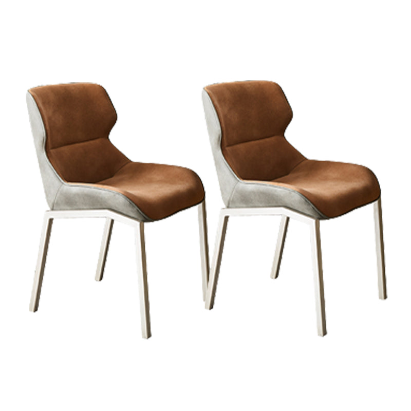 Contemporary Metal Dining Chair Upholstered Armless Chair for Restaurant Use