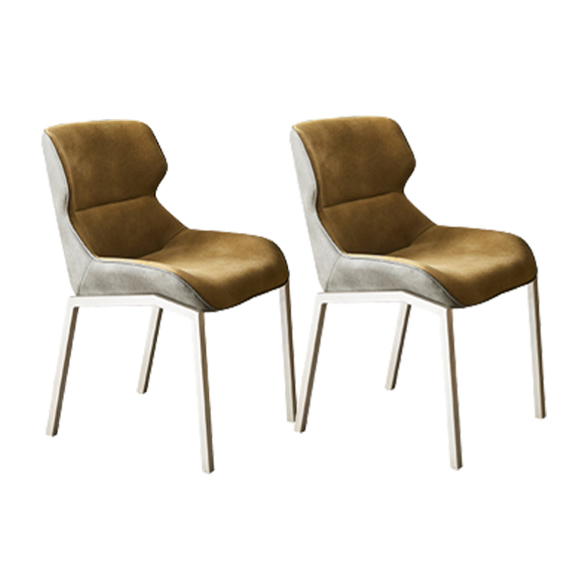 Contemporary Metal Dining Chair Upholstered Armless Chair for Restaurant Use