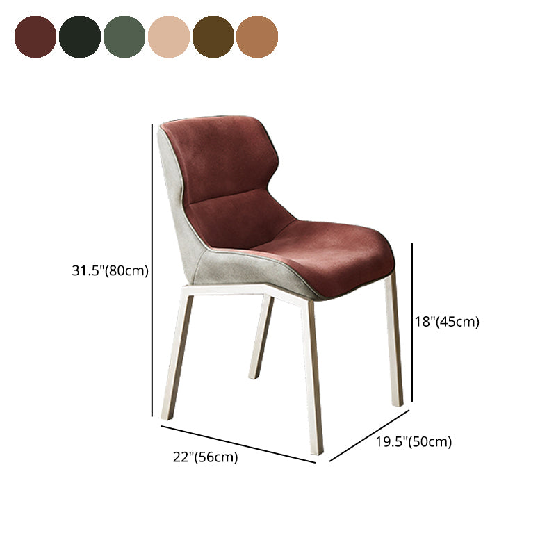 Contemporary Metal Dining Chair Upholstered Armless Chair for Restaurant Use