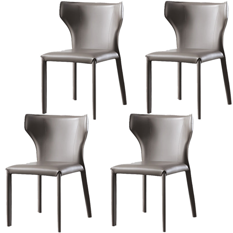 Contemporary Leather Dining Chair Armless Wingback Side Chair