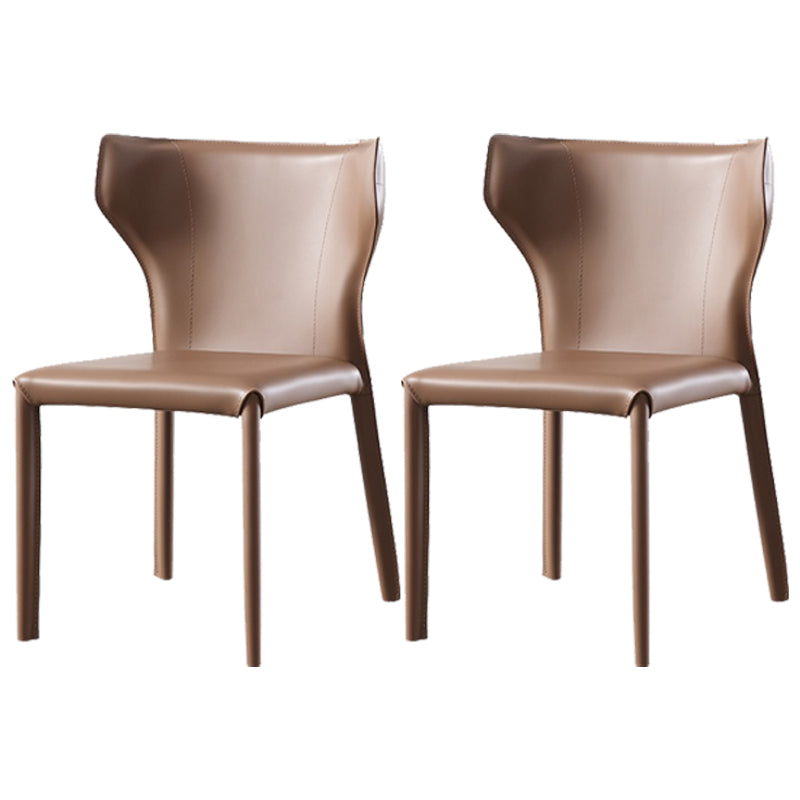 Contemporary Leather Dining Chair Armless Wingback Side Chair