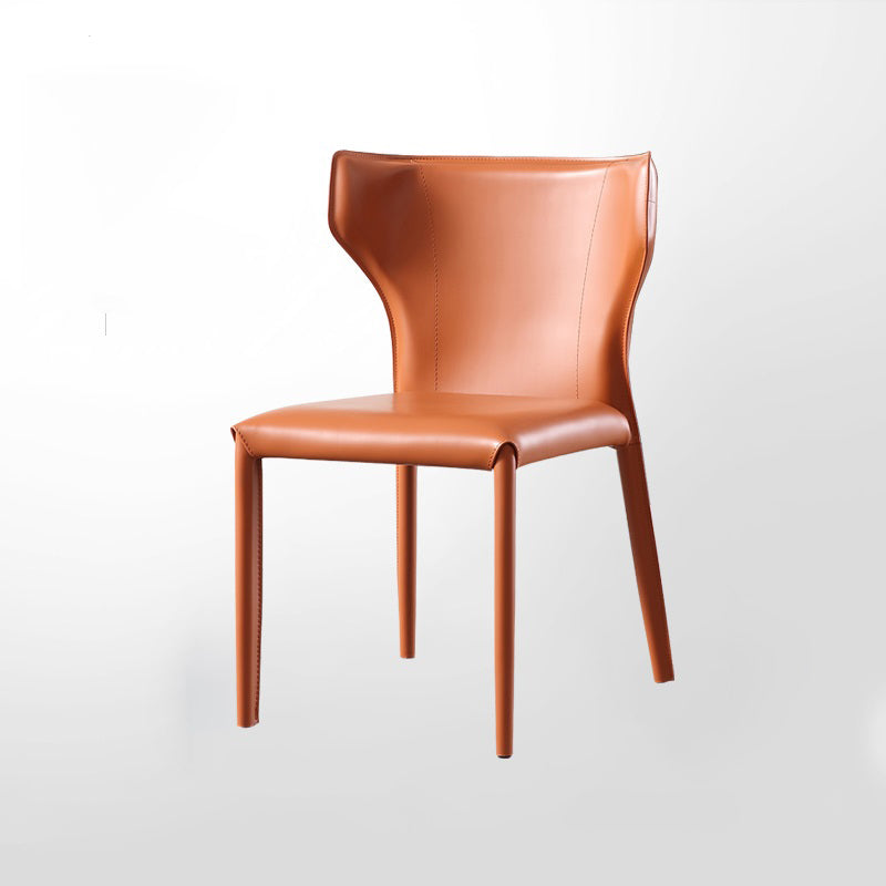 Contemporary Leather Dining Chair Armless Wingback Side Chair