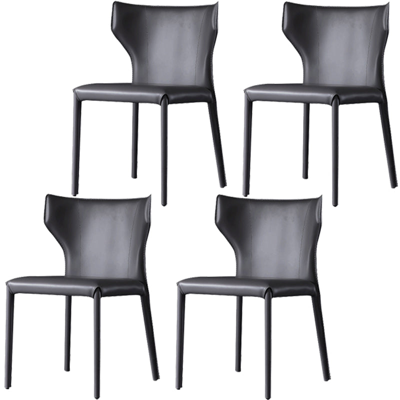 Contemporary Leather Dining Chair Armless Wingback Side Chair