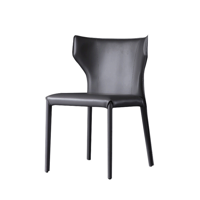 Contemporary Leather Dining Chair Armless Wingback Side Chair