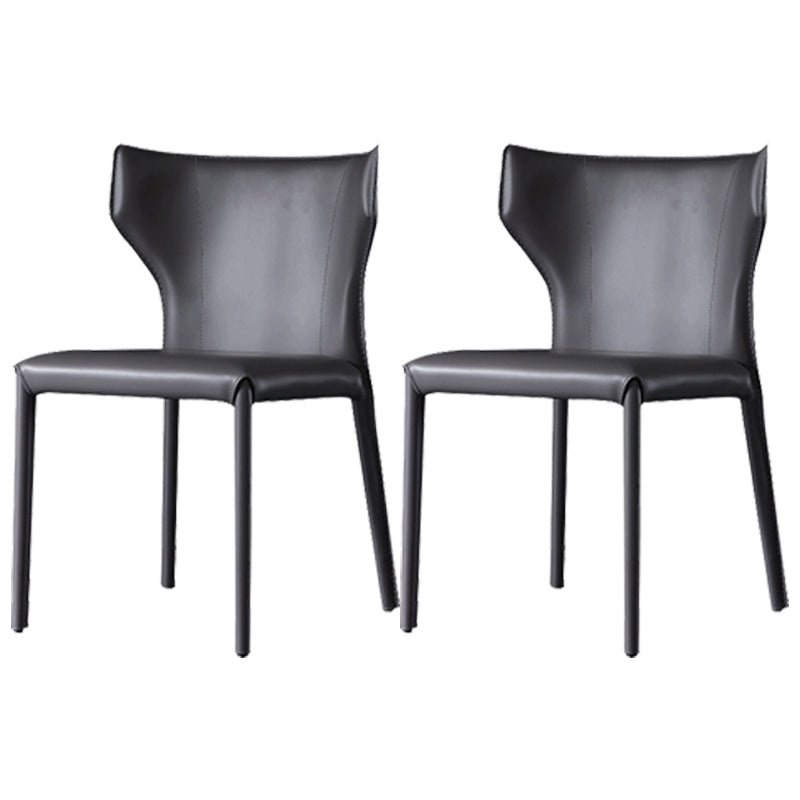 Contemporary Leather Dining Chair Armless Wingback Side Chair