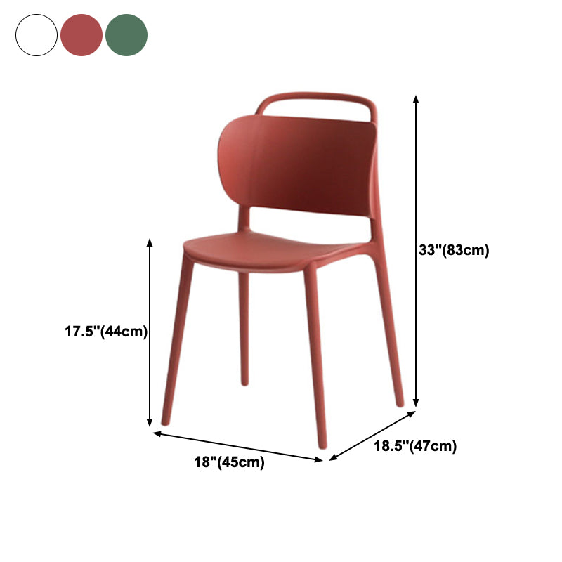 Contemporary Style Plastic Chair Dining Armless Open Back Chairs for Kitchen