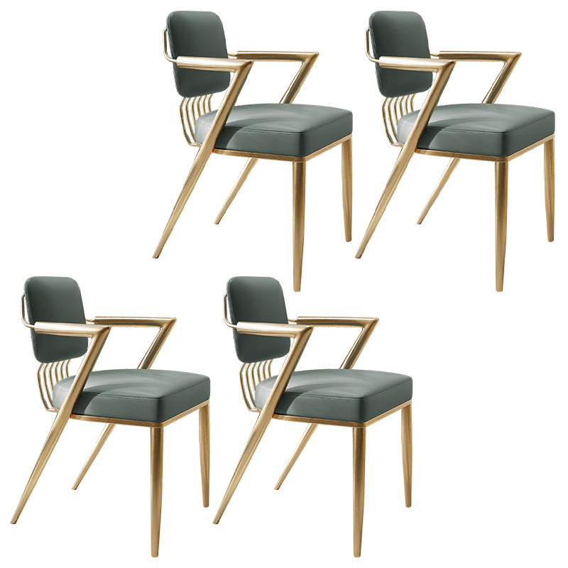 Scandinavian Style Arm Open Back Side Chairs Faux Leather Dining Chairs