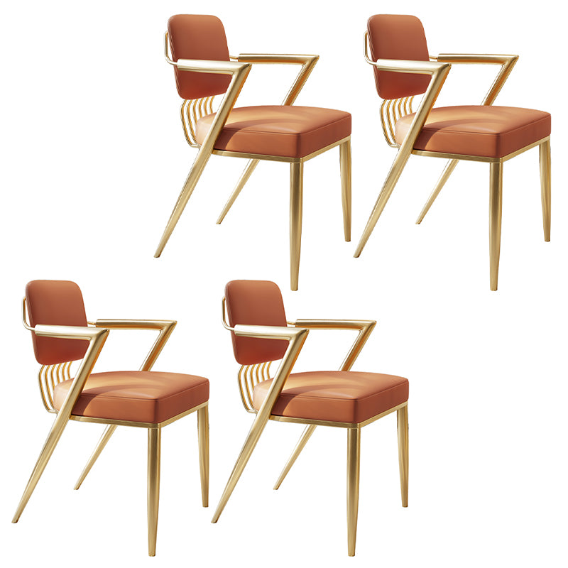 Scandinavian Style Arm Open Back Side Chairs Faux Leather Dining Chairs