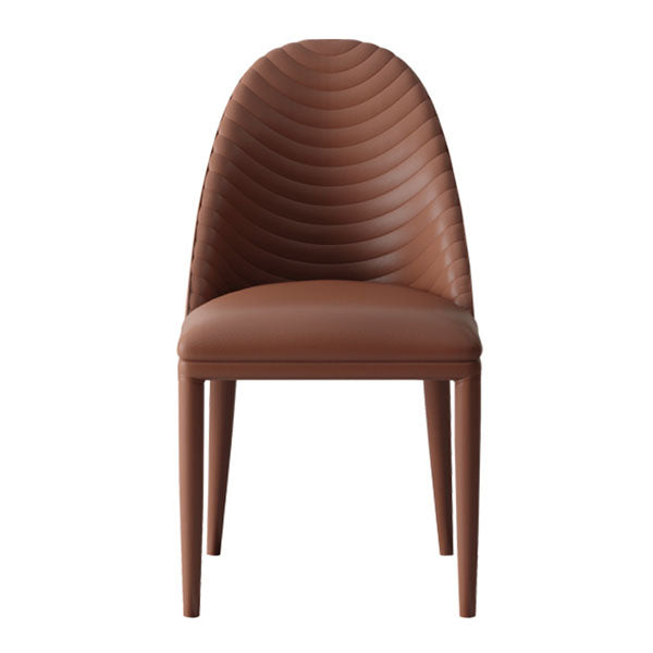 Contemporary Leather Dining Side Chair Armless Solid Back Chair