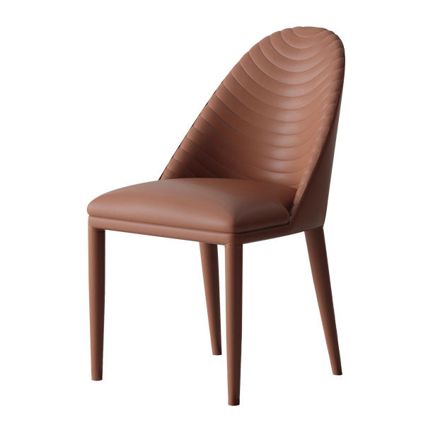 Contemporary Leather Dining Side Chair Armless Solid Back Chair