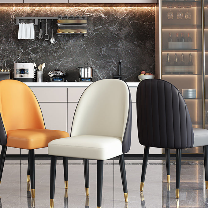 Nordic Glam Style Chairs Dining Armless Chair for Kitchen with Metal Legs