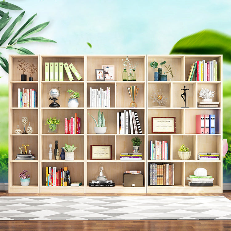 Scandinavian Pine Wood Standard Bookshelf Closed Back Vertical Bookshelf