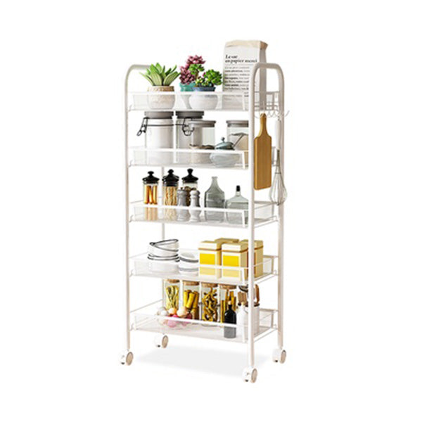 Industrial Metal Etagere Bookshelf Vertical Open Bookcase with Caster Wheels