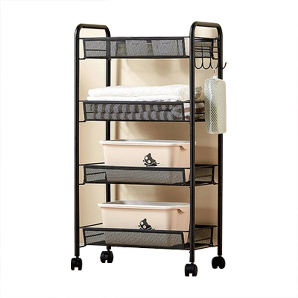 Industrial Metal Etagere Bookshelf Vertical Open Bookcase with Caster Wheels