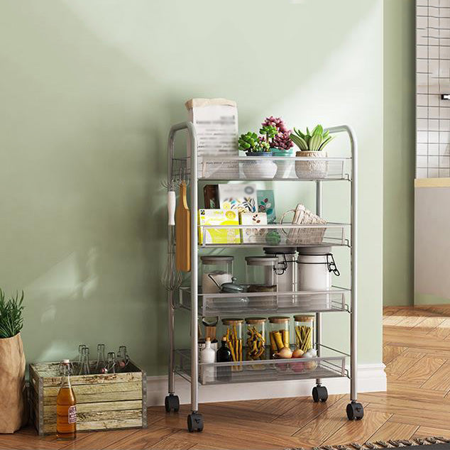 Industrial Metal Etagere Bookshelf Vertical Open Bookcase with Caster Wheels