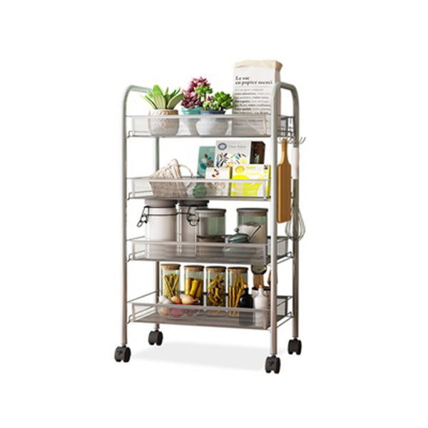 Industrial Metal Etagere Bookshelf Vertical Open Bookcase with Caster Wheels