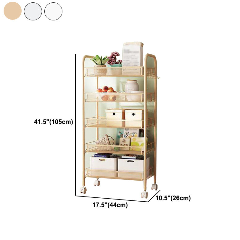 Industrial Metal Etagere Bookshelf Vertical Open Bookcase with Caster Wheels