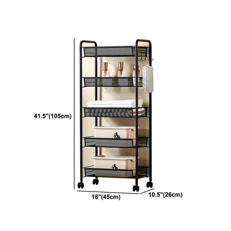 Industrial Metal Etagere Bookshelf Vertical Open Bookcase with Caster Wheels