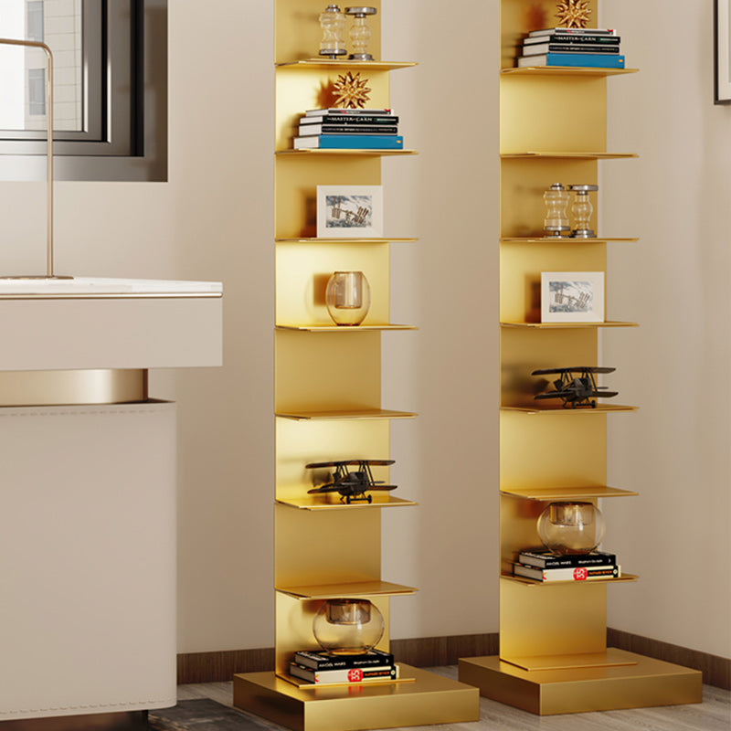 Glam Vertical Corner Bookshelf Iron Closed Back Bookcase for Home