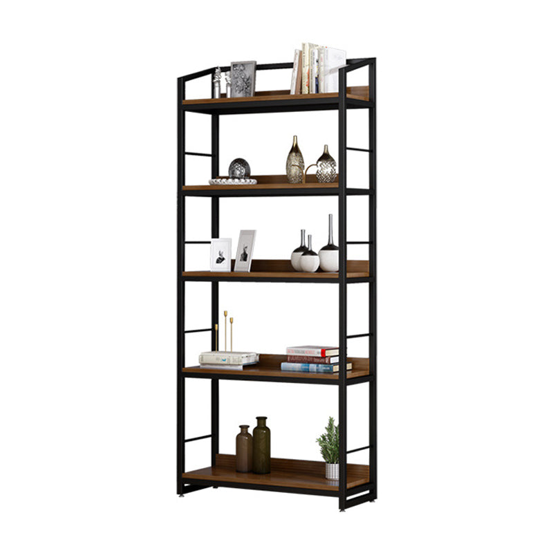 Industrial Style Bookshelf Open Back Solid Wood Bookcase for Home Office