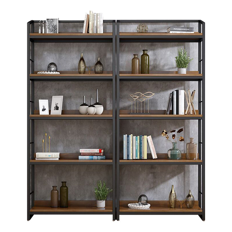 Industrial Style Bookshelf Open Back Solid Wood Bookcase for Home Office