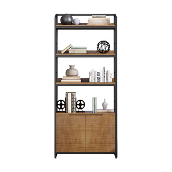 Industrial Style Bookshelf Open Back Solid Wood Bookcase for Home Office