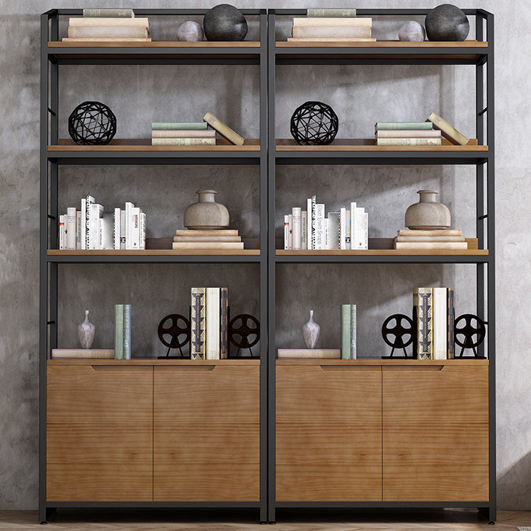 Industrial Style Bookshelf Open Back Solid Wood Bookcase for Home Office