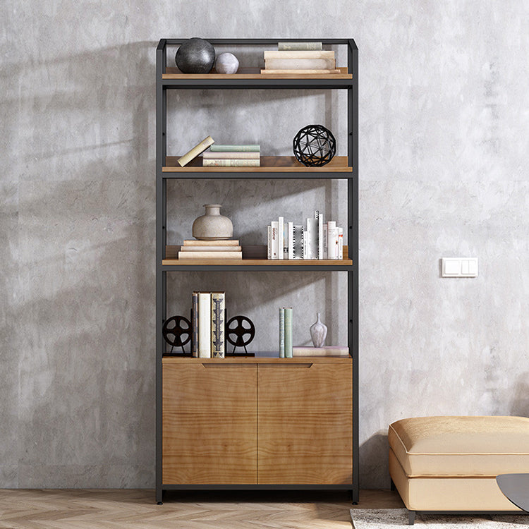 Industrial Style Bookshelf Open Back Solid Wood Bookcase for Home Office