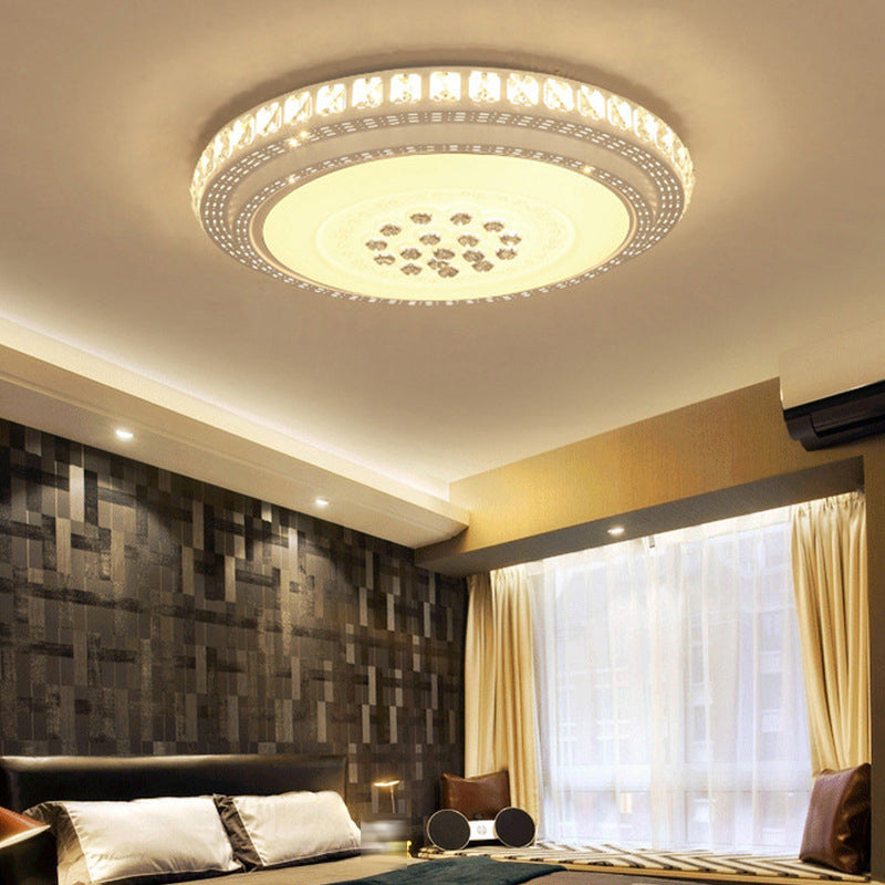 Crystal Round Flush Mount Lights Modern Style 1 Light Flush Mount Fixture