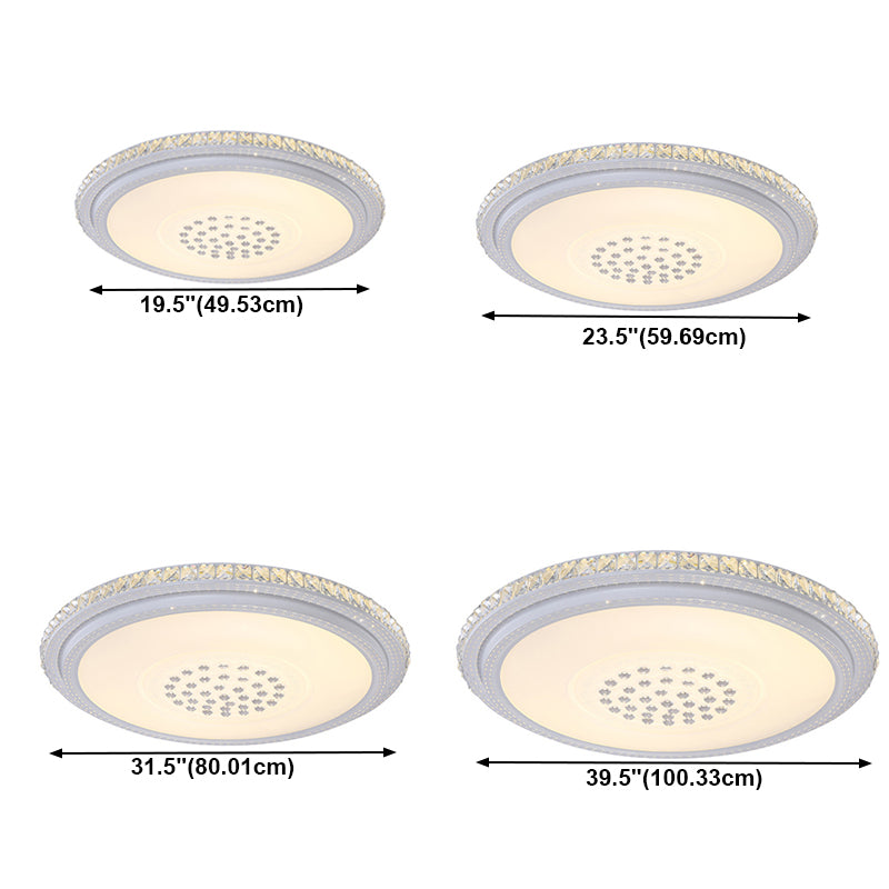 Crystal Round Flush Mount Lights Modern Style 1 Light Flush Mount Fixture