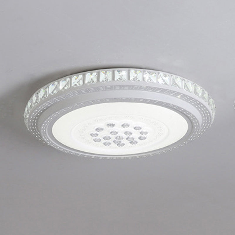 Crystal Round Flush Mount Lights Modern Style 1 Light Flush Mount Fixture