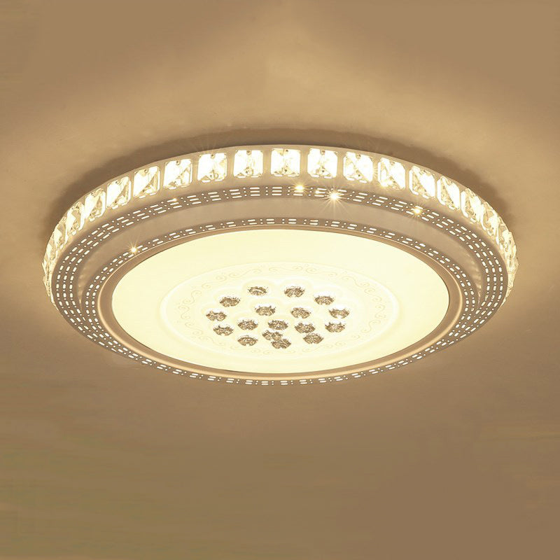 Crystal Round Flush Mount Lights Modern Style 1 Light Flush Mount Fixture